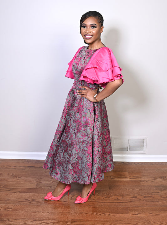 Skater Brocade Midi Dress