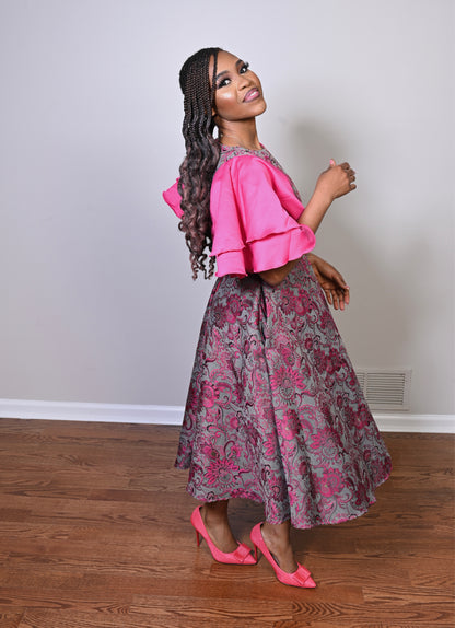 Skater Brocade Midi Dress